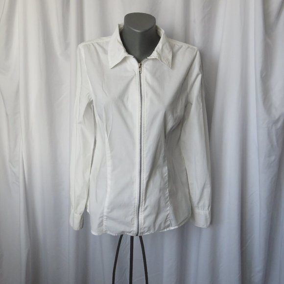 Michael Michael Kors Zip Front White Blouse - Picture 2 of 10